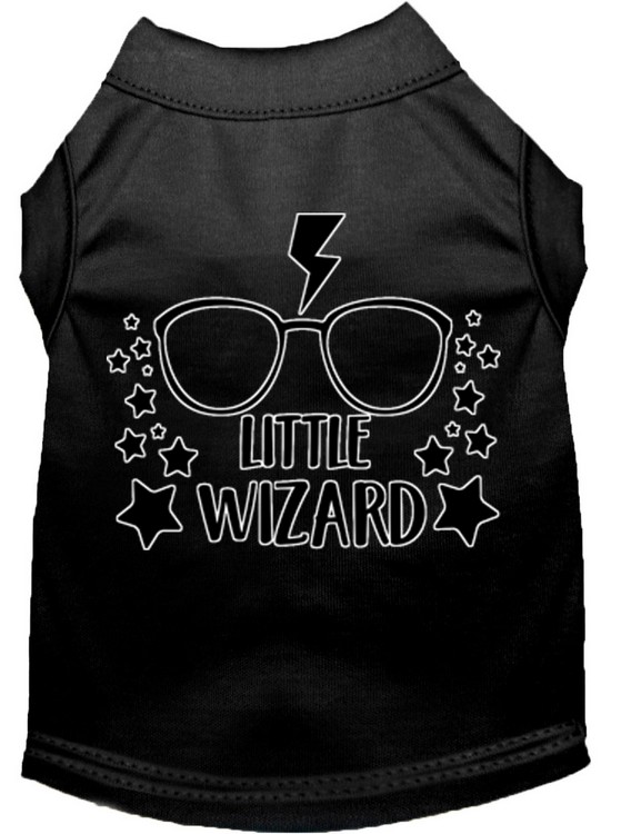 Little Wizard Screen Print Dog Shirt Black XS